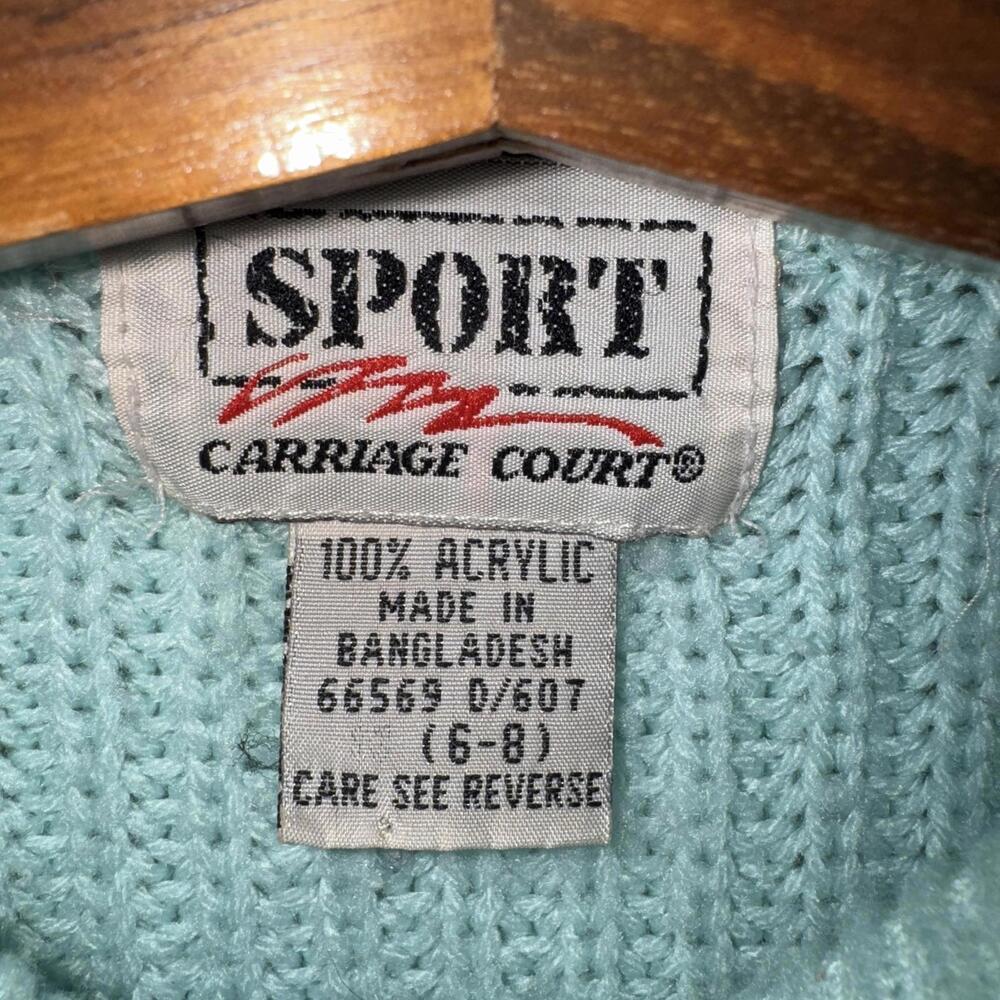 Vintage Sport Carriage Court Mint Sweater - Size 6/8 - Picture 2 of 7